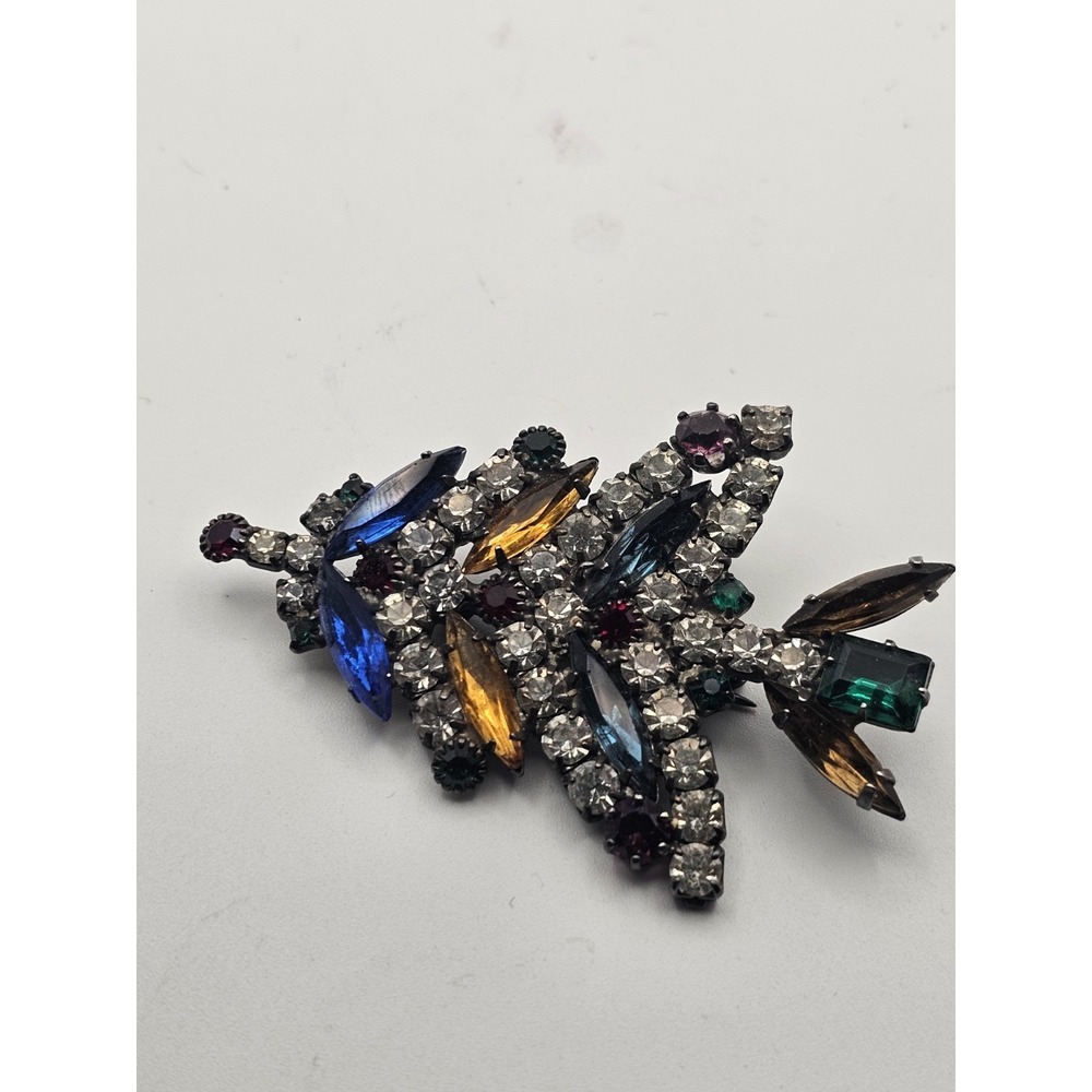 Vintage KENNETH LANE Christmas Tree Brooch, Multicolor - Picture 2 of 5